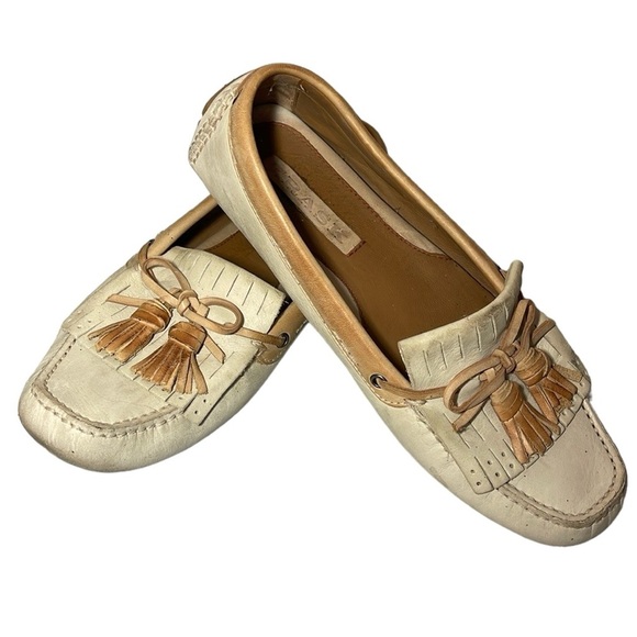 H. S. TRASK women’s Leather grey blue loafers 8M - Picture 2 of 5